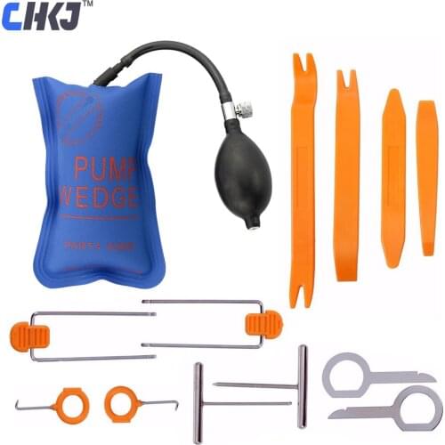 CHKJ Pump Wedge Locksmith Tools Lock Pick Set Open Car Door Lock Opening Tools Car Radio Panel Pry Tool Trim Removal Tools Kit
