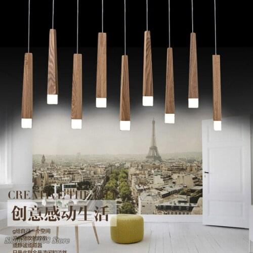 Nordic Wood Stick Pendant Lamp Modern Natural Wood Pipe Pendant Lights Living Room vintage home decor kitchen Lighting Fixtures