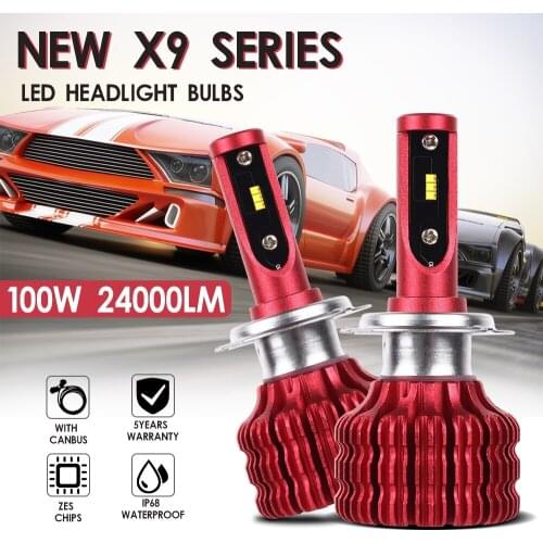 For X9 LED Headlight H1 H3 H4 H7 H11/8/9 9005 9006 5202/H16 Bulbs Bullet Super Bright turbo Car Light LED Lamp