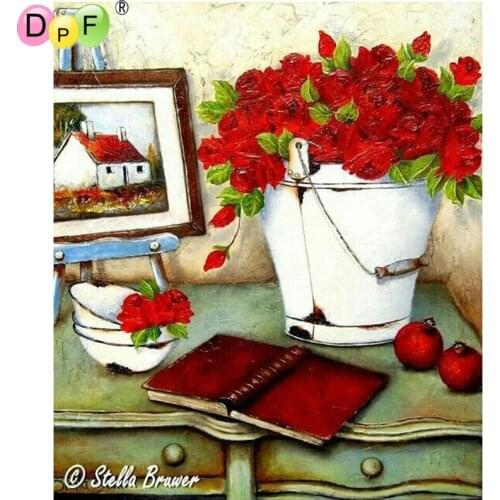 DPF DIY White barrel 5D home decor diamond painting cross stitch crafts wall painting diamond mosaic square diamond embroidery
