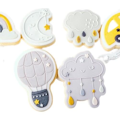 Biscuit embossing mold Little Boy Star Moon Rocket Flying Saucer Icing Cutting Mold Stereo Fondant Cookie Mold Cake Decorating