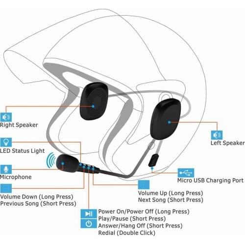 Waterproof 50M V4.2 Anti-interference Helmet Headset Moto bluetooth Wireless Hands Free bluetooth Intercom for Motorcycle