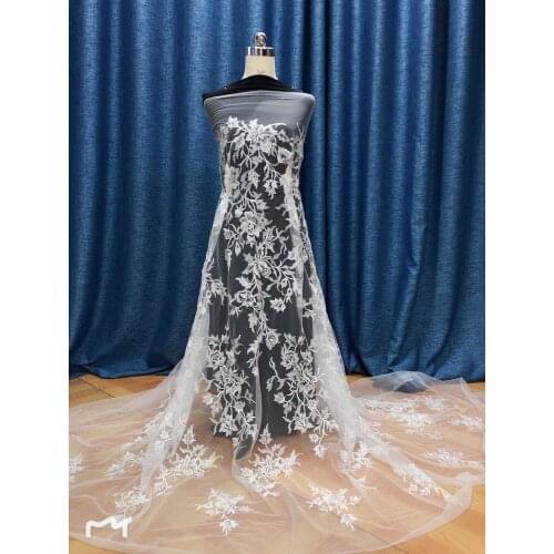 Hot Selling African Net Lace Embroidered Lace Fabric with Sequins For Wedding dress 10 yards/Lot