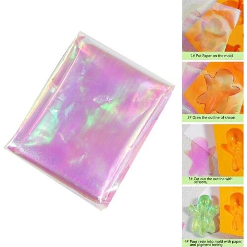 Laser Iridescent Clear Film AB Effect Paper DIY Epoxy Resin Jewelry Fillings