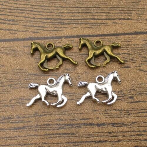 Metal Horse Charms 25PCS/Lot 20×15mm Double Sided Horse Jewelry DIY Supplies Earring Pendants 2 Colors Available-RS132
