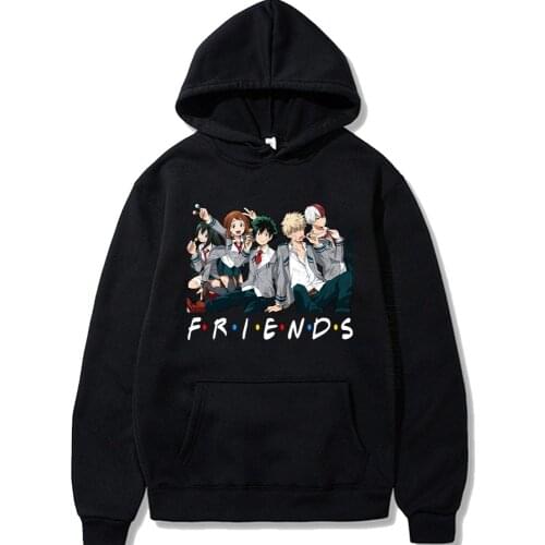 My Hero Academia Anime Long Sleeve Daily Casual Printed Hooded Tops Japanese Anime Friends Men Hoodie Pullover