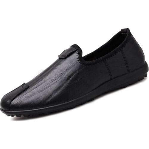 Men 2020 New Spring Autumn Leather Casual Shoes Comfortable Genuine Leather Men Driving Shoes Big Size 46 Male Loafers