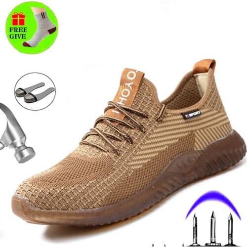 Men Steel Toe Safety Boots Work Outdoor Plus Size Breathable Sneakers Protective Puncture-proof Safety Shoes For Men Sneakers