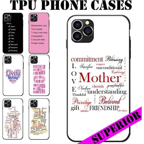For iPhone 6 7 8 S XR X Plus 11 Pro Max Mothers Day Mum Words Cloud Gift Theme Soft TPU Phone Cases Cover Bumper