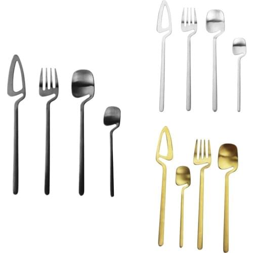 Matte Cutlery Set,Stainless Steel Dinner Tableware,Flatware Set,Knife Fork Spoon Dinnerware Set Party Set(4 PCS)
