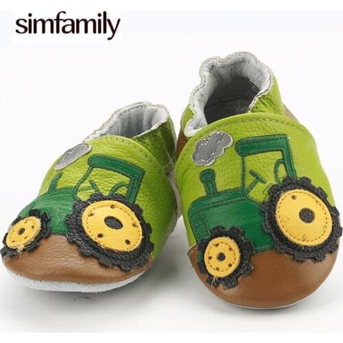 [simfamily]Skid-Proof First Walkers Genuine Leather Baby Boys Girls Infant Shoes Slippers 0-6 6-12 12-18 18-24 Carton Baby Shoes