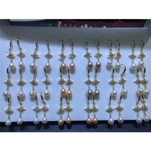 Wholesale 36pairs/lot Real Freshwater Pearl Earrings Gold Plated Drop Earrings Nice Gift