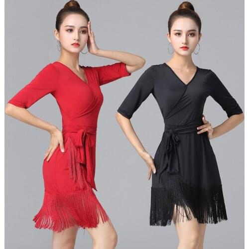 Latin Dance Dress Women Daily Practice Wear Summer Bandage ChaCha Rumba Performance Costume Tassel Tango Salsa Dancewear YS2196