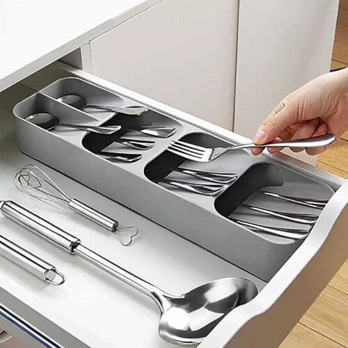 Kitchen Cutlery Storage Tray Spoon Fork Knife Tableware Separation Organizer Plateau Container Block Holder Utensils Rack Stand