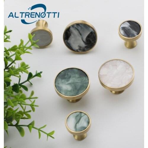 Furniture Cabinet Handle Brass Round Single Hole Pearl White Kitchen Cupboard Drawer Wardrobe Door Pull Nordic Knob Hardware