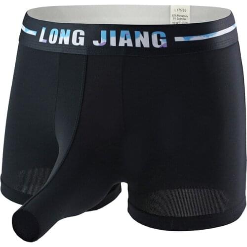 Sexy Gay Underwear Men Boxer Shorts Thin Ice Silk Underpants Male Mid-rise JJ Capsule Penis Cueca calzoncillos S-XL Brand