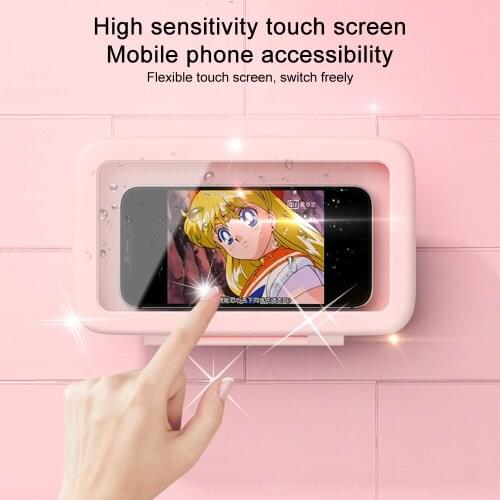 Universal Waterproof Phone Case Water Proof Bag Mobile Phone Pouch Wall Mounted Phone Case Holder Bathroom Toilet Phone Storage