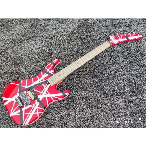 High quality high texture red and white line electric guitar, can be customized products, maple fingerboard silver accessories