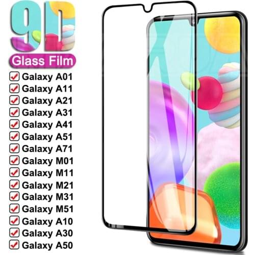 9D Tempered Glass For Samsung Galaxy A01 A11 A21 A31 A41 A51 A71 Protective Glass Samsung M01 M11 M21 M31 M51 Screen Protector