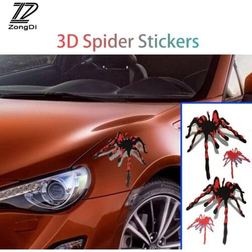 ZD 1Pcs car styling 3D spider stickers for Acura Chevrolet Cruze Aveo Peugeot 307 308 Seat Leon Mazda 3 6 CX-5 Accessories