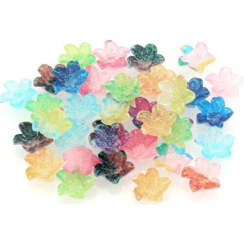 100Pcs 13mm Resin Flowers Cabochon Flatback Decoration Crafts Embellishments For Scrapbooking DIY Accessories