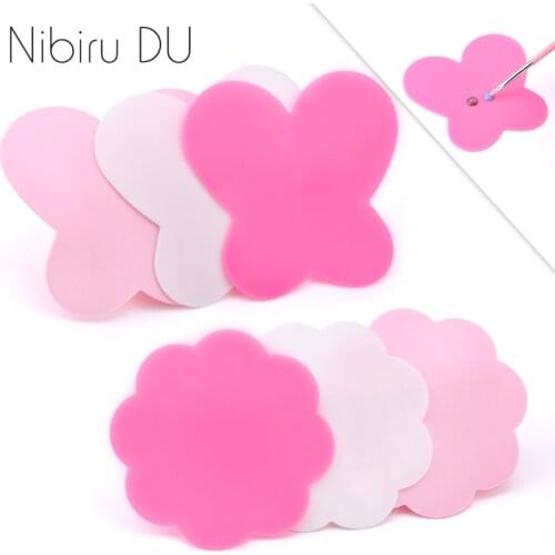 2pcs/set Nail Art Palette Butterfly Shape Colorful Silicone UV Gel Polish Cream Foundation Mixing Nail Tools