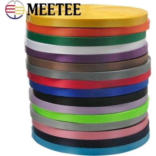 45Meters Meetee 10mm Colorful Nylon Webbing Ribbon Straps Bias Tape for Handmade Work Cards Strap Clothing Sewing Accessories