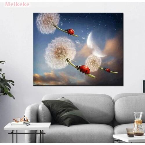 5D Diy Diamond Panting Cross Stitch Full Ladybug and dandelion Painting by numbers Rhinestones Diamond Embroidery Mosaic