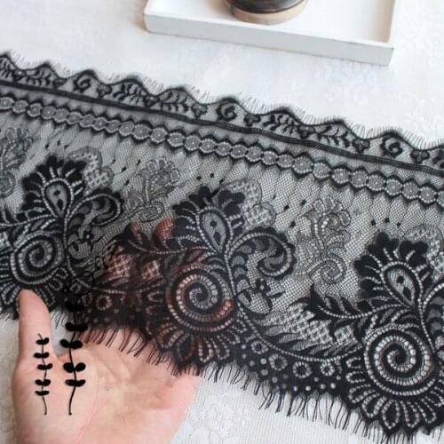 6meter Black Eyelash Lace Fabric DIY Decorative High Quality Soft Nylon Eyelash Lace Trim Clothing Sewing Applique Fabric