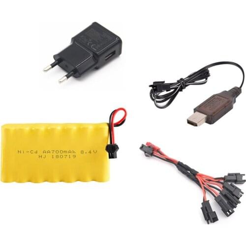 8.4v 700mah NiCD Rechargeable Battery + Charger For Rc toys Boats Car Tank Train Robot Guns NI-CD AA 8.4v Battery Pack