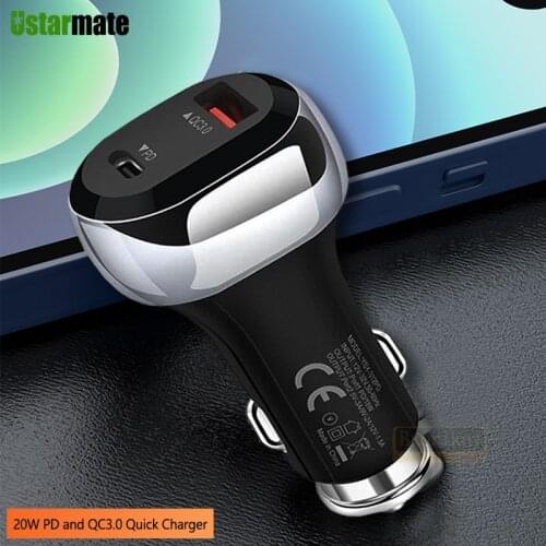 Car Charger For iphone12 Samsung Huawei 20W Quick Charge Fast Charging Type C PD QC3.0 Car MobilePhone Charger Cigarette Lighter