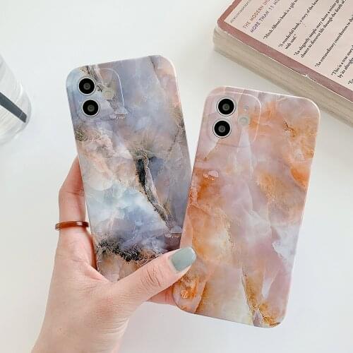 Granite Stone Marble Phone Case For iPhone 12 11 Pro Max XR X XS Max 7 8 Plus SE 2020 12Mini Smooth Gradient Soft IMD Back Cover