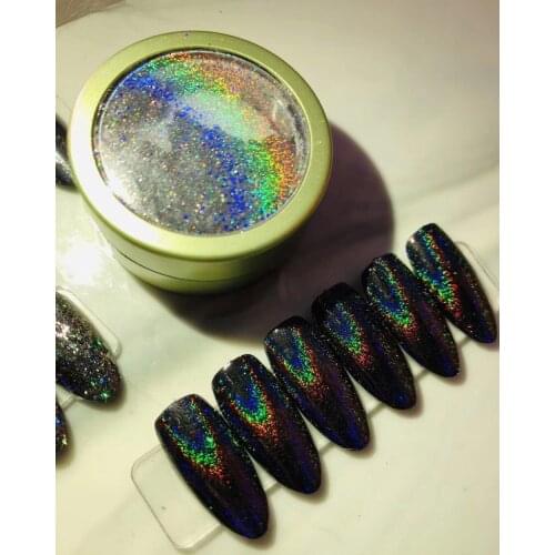 Black Galaxy Holographic Pearl Pigment Flakes Rainbow Effect