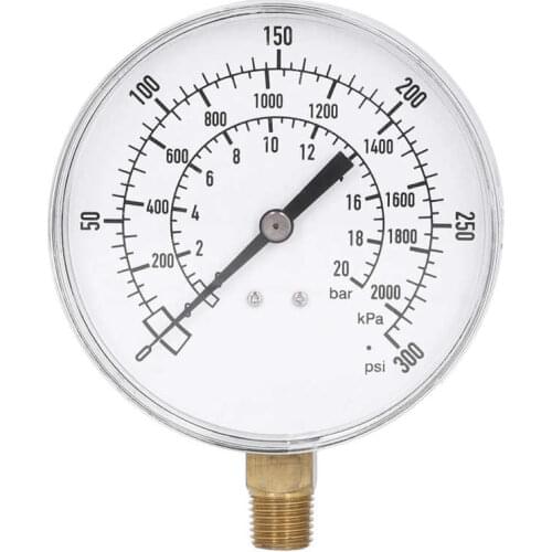 Manometro Digital 0-300psi 0-2000kpa 0-20bar Vacuum Pressure Gauge Dual Scale Dial Anti-Vibration Manometer