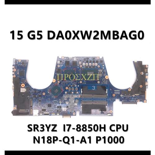Free shipping for HP ZBOOK 15 G5 DA0XW2MBAG0 SR3YZ I7-8850H CPU P1000 With Laptop Motherboard 100% working well