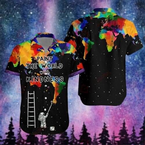 Mens casual 3D shirt astronaut jet rainbow print fun blouse