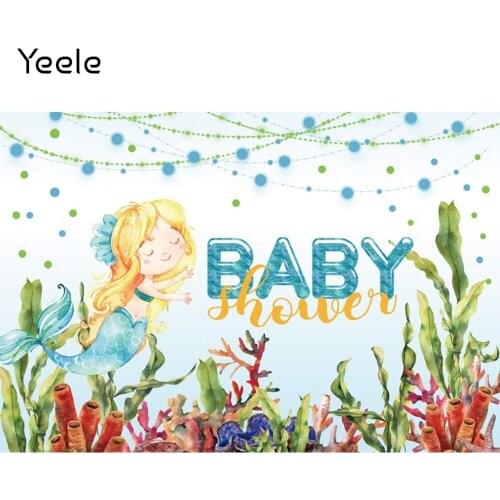 Yeele Photocall Baby Shower Backdrop Birthday Party Decor Mermaid Corals Background Photographic Prop Photography Photo Studio