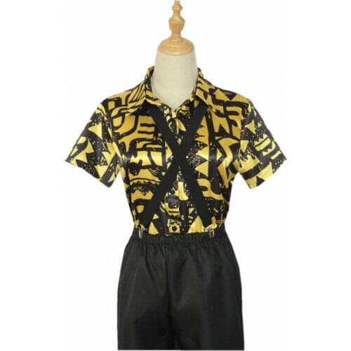 Stranger Things Cosplay T-shirt Costume Jim Hopper 3D Printing Yellow Short Sleeve Eye Mask Sling Set Summer Hot Sale