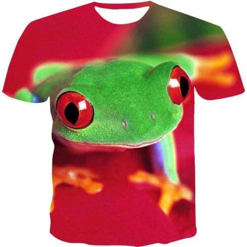 New MenS Frog T-Shirt Fashion New Summer MenS Short-Sleeved T-Shirt Casual 3d Poison Frog Print Breathable T-Shirt Male Comple