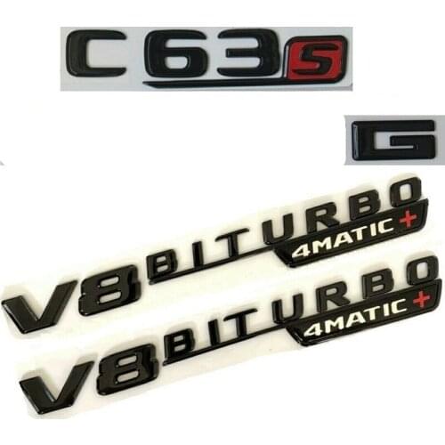 Gloss Black C63s FOR A M G V8 BITURBO 4MATIC+ Badges Emblems for Mercedes W205