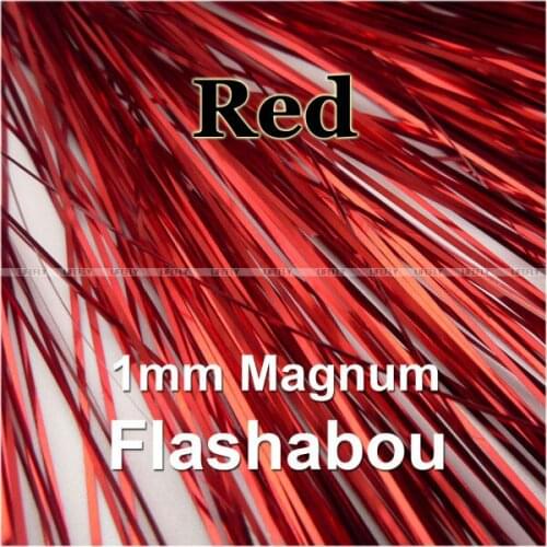 Red Color, 20 Packs Magnum Flashabou, 1mm Holographic Tinsel, Mylar Metallic Tinsel, Flat Flash, Fly Jig Lure, Fishing