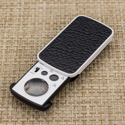 Pocket LED Magnifier 30X 60X 90X UV Jewelry Reading Magnifying Glass Pull-type Acrylic Optical Lens LED Light Loupe Magnifiers