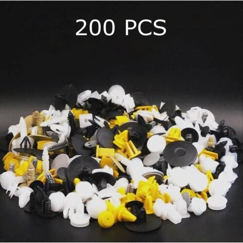 200PCS Mixed Auto Fastener Vehicle Car Bumper Clips Retainer Fastener Rivet Door Panel Fender Liner Universal Fit for All Car