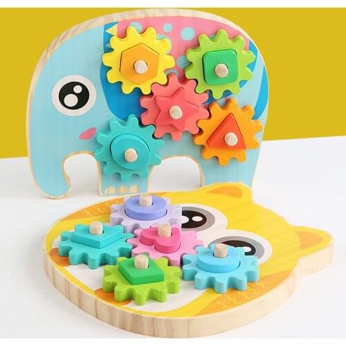Geometric Shape Matching And Inserting Building Blocks Wooden Gear Sleeve Column Assembly Toys Children Education Cognitive Toys