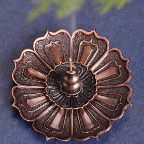 Flower Shape Incense Burner Buddhism Lotus Incense Plate Metal Incense Holder Mini Stick Holder Stable Sandalwood Censer Craft