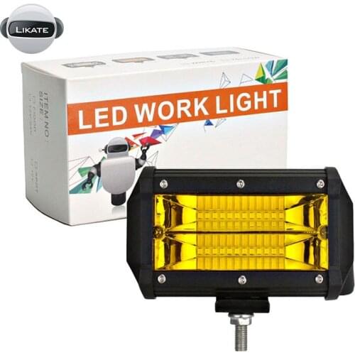 LKT 5Inch LED Work Light 72W Spot Beam Yellow LED Light Bar Offroad For Truck Jeep SUV 4x4 Tractor ATV 12V 24V Fog Light