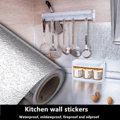 30cm wide 2m/3m/5m/10m Kitchen Oil and Waterproof Sticker Aluminum Foil High Temperature Self-adhesive Stove Cabinet Wallpaper