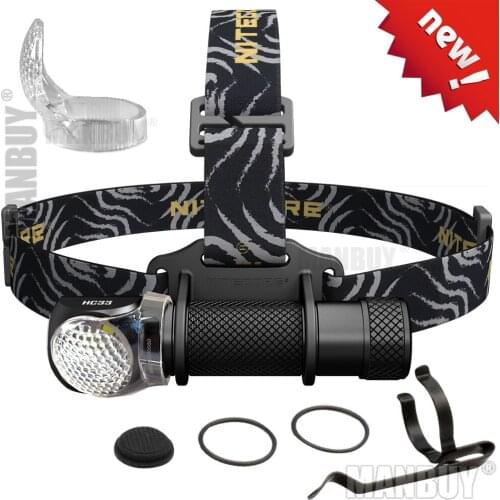 NITECORE HC33 Headlamp with Diffuser Cold White 1800LM CREE XHP35 HD LED Headlight Waterproof Torch Camping Travel Free Shipping