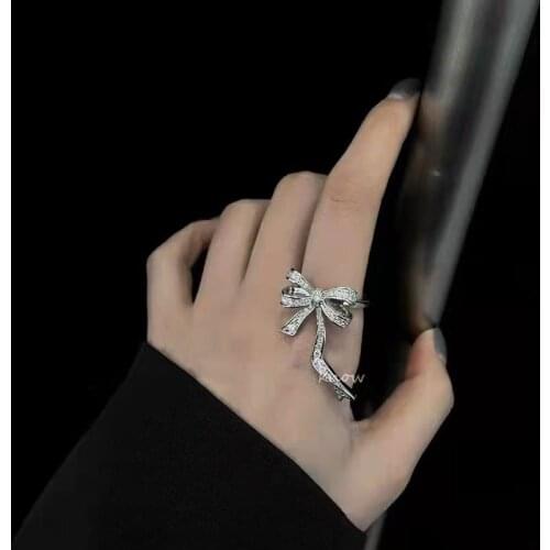 2021New Fashion Luxury Big Bowknot Open Rings for Women Engagement Birthday Gift for Female Decorations for Girls Wholesale