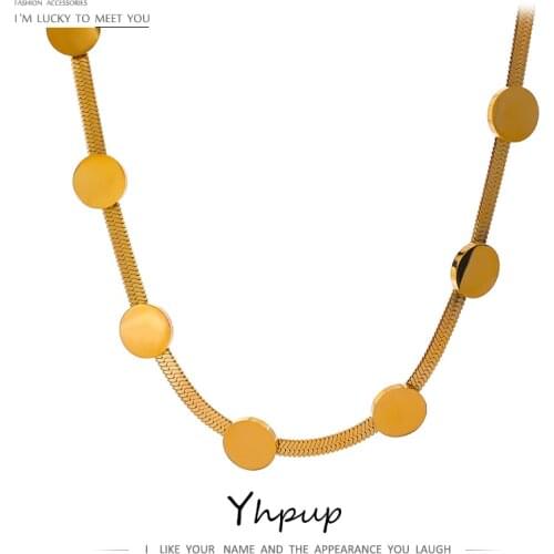 Yhpup 2021 Stainless Steel Round Chain Neckalce High Quality 18 K PVD Plated Jewelry Statement Collar Necklace Summer New Gift